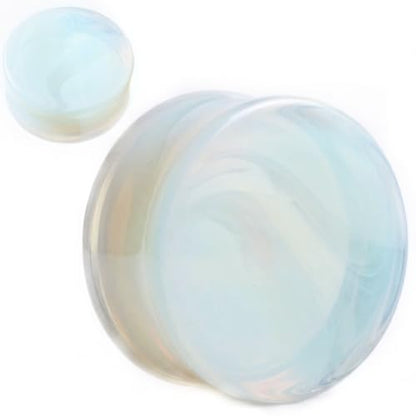 Opalite Organic Stone Ear Plugs Gauges Sold in Pairs - style: 14mm-9/16 inch