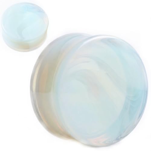 Opalite Organic Stone Ear Plugs Gauges Sold in Pairs - style: 14mm-9/16 inch