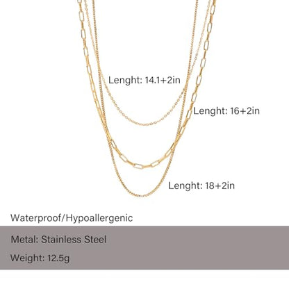 Layered Gold Necklaces for Women14K Gold Planted Non Tarnish | Cuban, Herringbone,Figaro,Paperclip Chain Layering Stack Choker Necklace , Trendy Jewelry Gift for Women - color: G