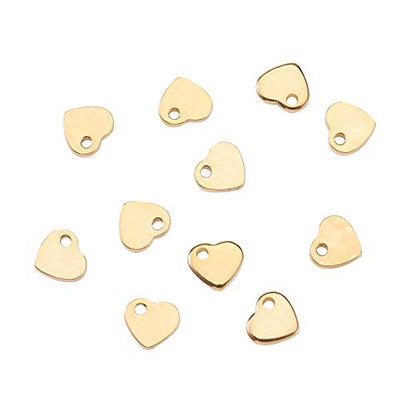LiQunSweet 100 Pcs 304 Stainless Steel Pendants Tiny Double Side DIY Sweet Heart Pendants Charms for Bracelet Jewelry Making 6mm (0.24 Inch) - color: Heart Charms_6mm