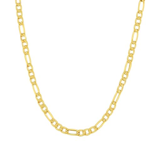 Stainless Steel Figaro Link Chain Necklace For Men Women, 3mm 4mm 5mm 7mm Width, 18k Gold Plated 18 20 22 24 Inch Figaro Chain, No Tarnish Durable Waterproof Jewelry - color: 5MM Gold, size: 18inches