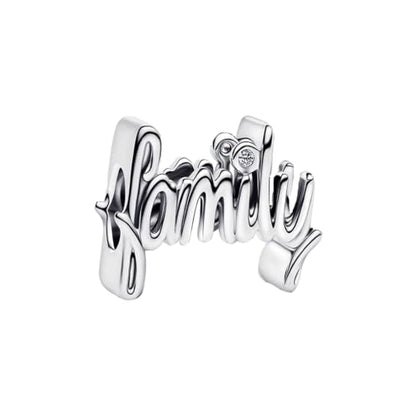 925 Sterling Silver Charms Pendants Mom Heart Dog koi fish Sea Turtle Football Charms for bracelet Pendants Beads Mom Sister Wife Family, Friends, Birthday gifts - style: Family Bead