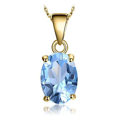 JewelryPalace Natural Gemstone Garnet Peridot Amethyst Citrine Blue Topaz Birthstone Solitaire Pendant Necklace Jewelry Set, 14k Gold Plated 925 Sterling Silver Necklaces for Women, 18 Inch Box chain - color: N-Yellow Gold Plated Brass-Spinel