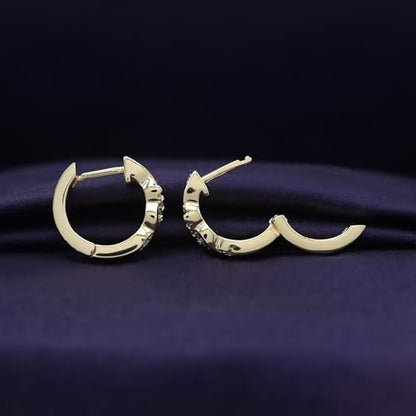Twisted Hoop Earrings for Women 1/10 Carat (ctw) Round Lab Created Moissanite Hoop Earriings in 18K Gold Plated Jewelry for Her (0.10 ctw) - color: Yellow Gold