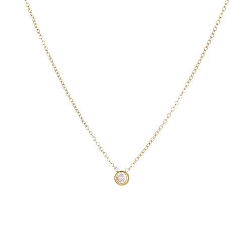 Cubic Zirconia Necklaces for Women 18K Gold Plated Tear drop Necklace Dainty Layered CZ Lariat Diamond Necklace - color: Bezel CZ-Gold