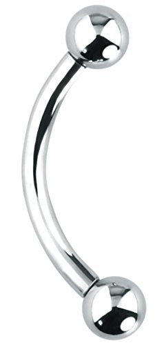Forbidden Body Jewelry Curved Barbell Piercing Jewelry - 00GA-16GA Silver Eyebrow Piercing - Surgical Steel Snake Eye Frog Eyes Tongue Rings & Belly Rings for Women (6/14mm Bar, 3/12mm Balls) - style: 14GA, 12mm Length, 4mm Balls