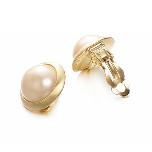 Vintage Pearl Clip On Earrings For Women Non Pierced Earrings | Large Rhinestone Earring Round Pearl Earrings Wedding Jewelry - style: Faux Pearl Clip On Earrings