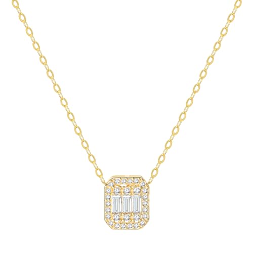 Starain Heart Necklaces for Women Dainty Cubic Zirconia Love Heart Pendant Necklace 18K Gold Plated Chain Trendy Stuff Jewelry - color: E Gold Rectangle Necklace