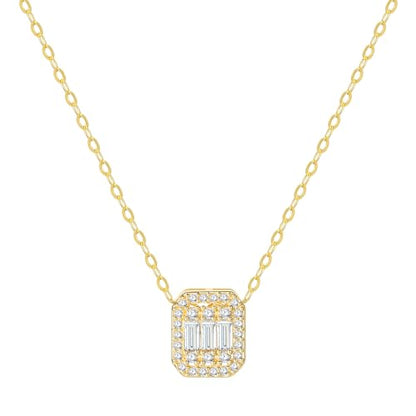Starain Heart Necklaces for Women Dainty Cubic Zirconia Love Heart Pendant Necklace 18K Gold Plated Chain Trendy Stuff Jewelry - color: E Gold Rectangle Necklace