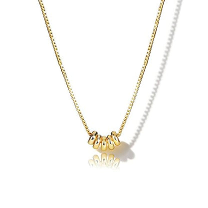 HANLI 14K Gold Plated Necklaces for Women - Dainty Butterfly, Star of David, Moon and Star, Sun, Lotus, Infinity, Hummingbird, Bee,Boots,Chill,Sunflower Pendant Designs - Elegant Jewelry for Women - color: Box Bead