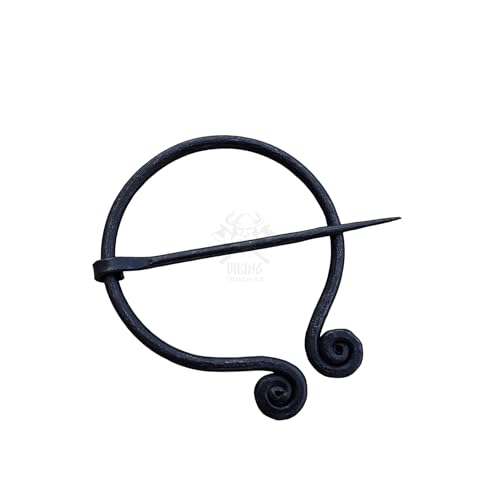 Viking Traders Vintage Cloak Pin Scarf Shawl Buckle Clasp Pin Penannular Brooch for Costume Accessory, Antique Handforged Metal Finish