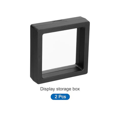MECCANIXITY Floating Frame Display Holder Stand 3D Jewelry Display Box 2.76 x 2.76 x 0.79 Inch Black for Ring Necklace Bracelet Earring Pack of 2 - color: Black, size: 2.76 x 2.76 x 0.79 inch
