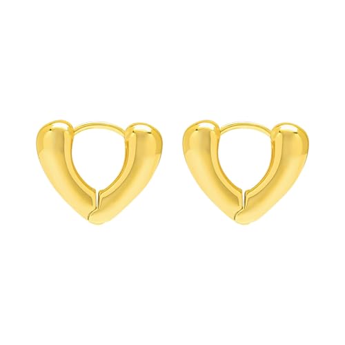 Heart Shaped Hoop Earrings for Women | 14k Gold Silver Plated, Small Heart Earring, Huggie Hoops, Lightweight, Jewelry Gifts - color: 02Heart-Gold