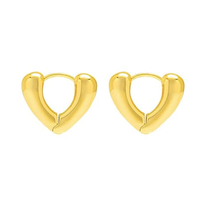 Heart Shaped Hoop Earrings for Women | 14k Gold Silver Plated, Small Heart Earring, Huggie Hoops, Lightweight, Jewelry Gifts - color: 02Heart-Gold