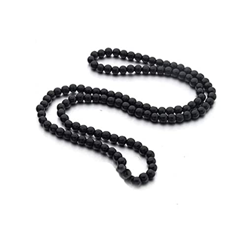 Natural Wood Bead Necklace 8MM Wooden Beaded Chunky Strand Necklaces Handmade Africa Wooden Chain for Women Men Jewelry - color: black
