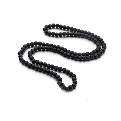 Natural Wood Bead Necklace 8MM Wooden Beaded Chunky Strand Necklaces Handmade Africa Wooden Chain for Women Men Jewelry - color: black