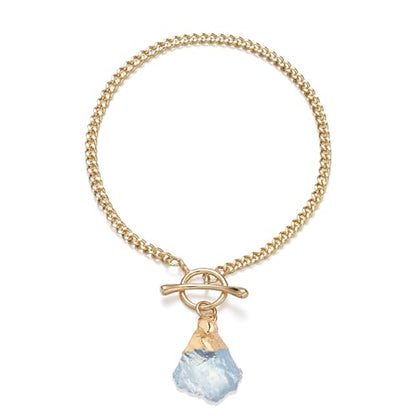 Crystal Bracelet for Women, Dainty 14K Gold Plated Chain Bracelet | Handmade Healing Crystals and Stones Spiritual Jewelry Gifts for Women - style: Aquamarine Bracelet