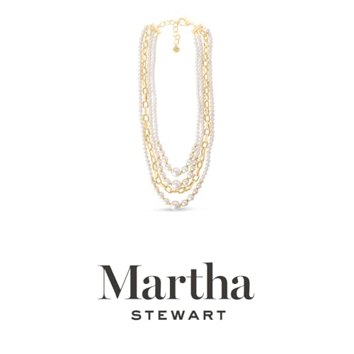 Martha Stewart Four Strand Pearl and Chain Necklace In Gold, Long, For Women
