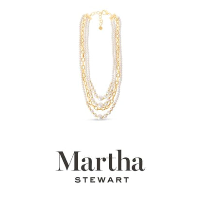 Martha Stewart Four Strand Pearl and Chain Necklace In Gold, Long, For Women