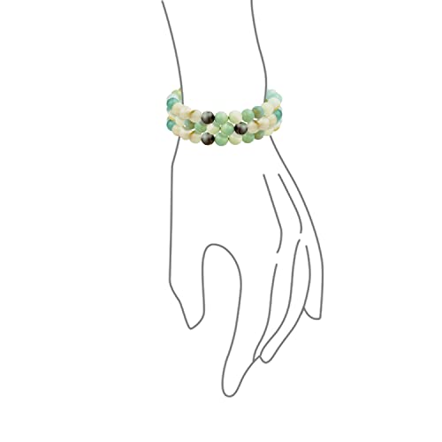 Bling Jewelry Unisex Stackable Set Of 3 Gemstone Round Bead 8MM Stretch Bracelet For Women Teen Men Multi Strand Stacking Adjustable - color: Aquamarine