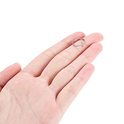 16G Cartilage Earring Hoop 316L Surgical Steel Daith Helix Conch Earrings Tragus Rook Earrings CZ Opal Septum Jewelry Seamless Clicker Nose Rings Hinged Segment Ring Hoop Earring for Women Men - color: 1PC,Rose Gold,Cross CZ
