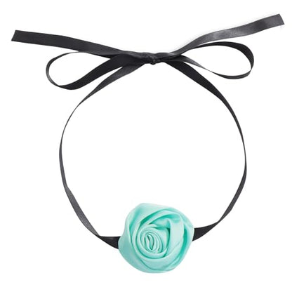 Firstmeet Floral Rose Necklace Handmade Flower Satin Ribbon Choker Necklace for Women - color: Mint Green