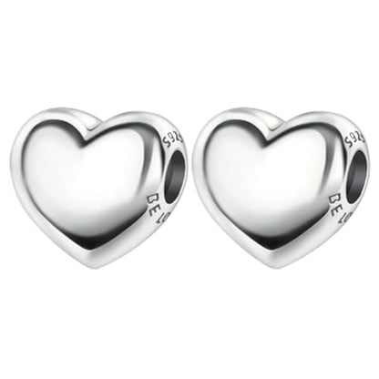S925 Bead Pendant Charms for Bracelets Necklaces, Compatible with Pandora, Jewelry Making DIY - style: 2 PCS Small Silver Heart Spacers