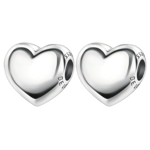 S925 Bead Pendant Charms for Bracelets Necklaces, Compatible with Pandora, Jewelry Making DIY - style: 2 PCS Small Silver Heart Spacers