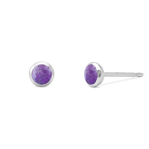 Boma Jewelry Sterling Silver Mini Circle Stud Earrings - color: Purple Turquoise