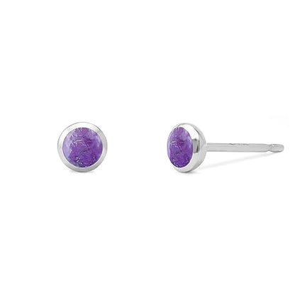 Boma Jewelry Sterling Silver Mini Circle Stud Earrings - color: Purple Turquoise