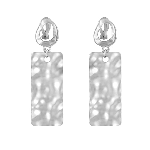 Women's Statement Clip-On Earrings Hypoallergenic Lightweight Clip Earrings - color: silver geometry