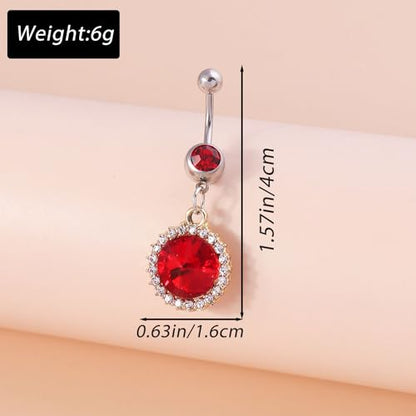 Silver Belly Button Ring Crystal Spider Dangle Belly Ring Sparkly Cubic Zirconia Insect Navel Ring Surgical Steel Belly Navel Piercing Jewelry for Women Girls - style: ruby