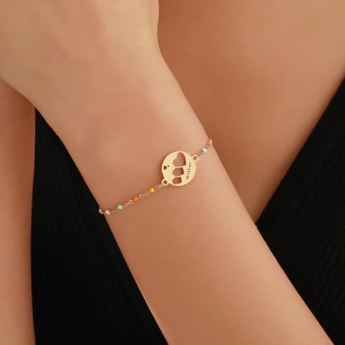 DS Mother Daughter Matching Bracelets,Adjustable Stainless Steel Gift Set | mother’s Day & Birthday Gift Box,Heart Charm,Mommy & Me Style,18K Gold Plated,Hypoallergenic,Daily Wear,Fits Women Teen Girls - color: Gold-7