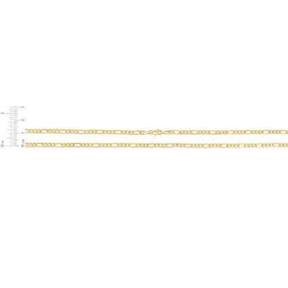 Floreo 10k Yellow Gold 3.5mm Lite Figaro Chain Link Bracelet or Anklet