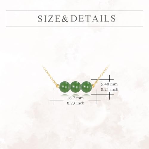 KECHO 14K Real Gold Beads Pendant Necklace Solid Yellow Gold Jewelry Anniversary Birthday Gifts for Women - color: Green Jade 3