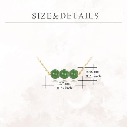KECHO 14K Real Gold Beads Pendant Necklace Solid Yellow Gold Jewelry Anniversary Birthday Gifts for Women - color: Green Jade 3