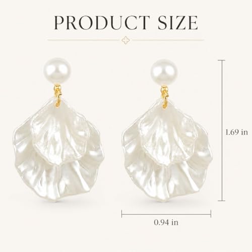 Pearl Shell Earrings for Women Clip on Pearl Earrings Summer Beach Jewelry Tropical Vacation Outfits Accessories - color: A2: white shell stud earrings
