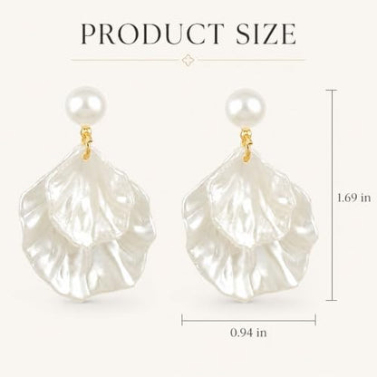 Pearl Shell Earrings for Women Clip on Pearl Earrings Summer Beach Jewelry Tropical Vacation Outfits Accessories - color: A2: white shell stud earrings