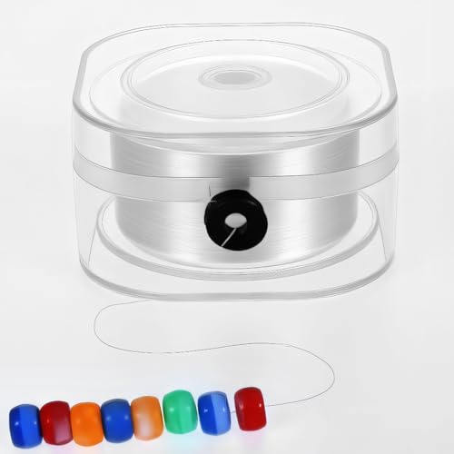 1 Rolls 0.2mm Elastic String for Bracelets 240 Yards Flat Stretchy Bracelet String with Organizing Case Round Stretchy Bracelet Strings for DIY Friendship Bracelets Jewelry Making, White