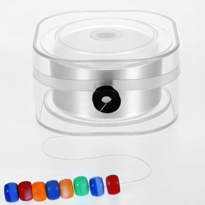 1 Rolls 0.2mm Elastic String for Bracelets 240 Yards Flat Stretchy Bracelet String with Organizing Case Round Stretchy Bracelet Strings for DIY Friendship Bracelets Jewelry Making, White