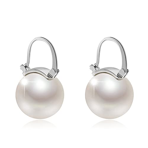 Pearl Earrings for Women 14K Gold Plated Hypoallergenic Pearl Earrings 5A Cubic Zirconia Dangle Earrings Elegant Jewelry - color: 3-Silver