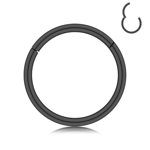 BLISI Grade 23 Titanium Nose Rings Hoops - 20G/18G/16G, 6/7/8/9/10mm Diameter, Hinged Click Rings for Nose, Lip, Helix, Cartilage, Rook - Hypoallergenic sleeper earrings, Black/Silver/Gold/Pink - color: 1PC, Black, size: 16 Gauge, 7mm