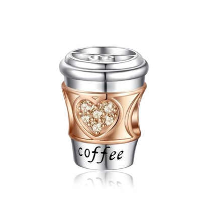 Bible Family Mom Wife Love Heart Dangle Charm 925 Sterling Silver Charms fits Bracelets and Necklace Pendant Bead Charms Jewelry Present for Women Family Friends - style: Coffee Lover Charm