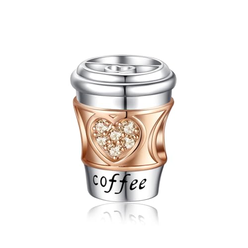 Bible Family Mom Wife Love Heart Dangle Charm 925 Sterling Silver Charms fits Bracelets and Necklace Pendant Bead Charms Jewelry Present for Women Family Friends - style: Coffee Lover Charm