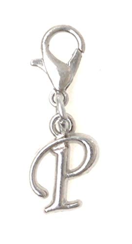 Initial Italic Cursive Stainless Steel Clasp Clip on Charm Graduation Cap Tassel Event Party Invitation Card Baby Shower Birthday Thank You Celebration Personalized Congratulations Choice of 26 Letters - style: Letter P