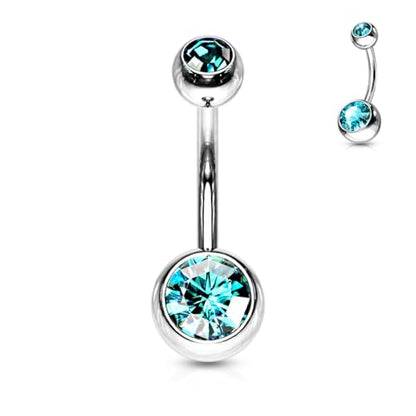 14GA Surgical Steel & Synthetic Opal Resin Belly Button Rings for Women | 3/8" Length, 5mm x 8mm Ball, Classic Look, Super High Quality - style: Titanium 4pcs Clear, Pink, Aqua, Tanzanite