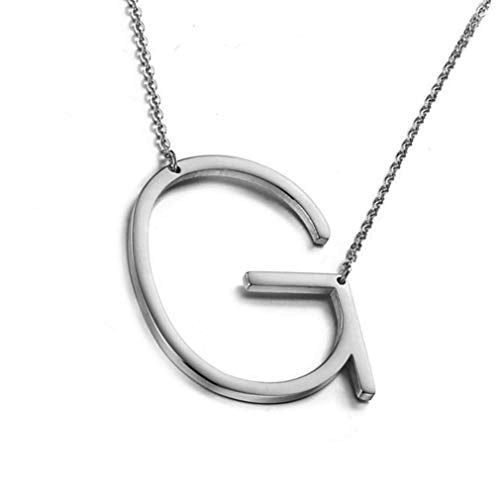 MOMOL Sideways Initial Necklace 18K Gold Plated Stainless Steel Large Big Letters Pendant Necklace Script Name Monogram Necklaces for Women - color: G