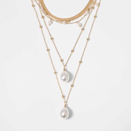 HUASAI Boho Necklaces for Women Dainty Layered Choker Necklace Bohemian Turquoise Necklace Statement Jewelry Western Cowgirl Country Concert Outfits Accessories - color: Z Pearl