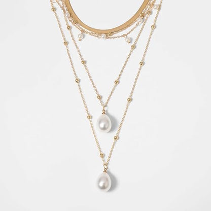 HUASAI Boho Necklaces for Women Dainty Layered Choker Necklace Bohemian Turquoise Necklace Statement Jewelry Western Cowgirl Country Concert Outfits Accessories - color: Z Pearl