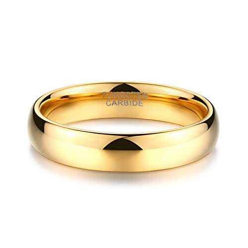 TRUMIUM 2mm 4mm 6mm 8mm Tungsten Wedding Band Ring for Men Women Silver/Rose Gold Plated/Rainbow/Gold Plated Domed High Polish Engagement Promise Rings Comfort Fit 4-15 - color: 4mm 24k gold plated